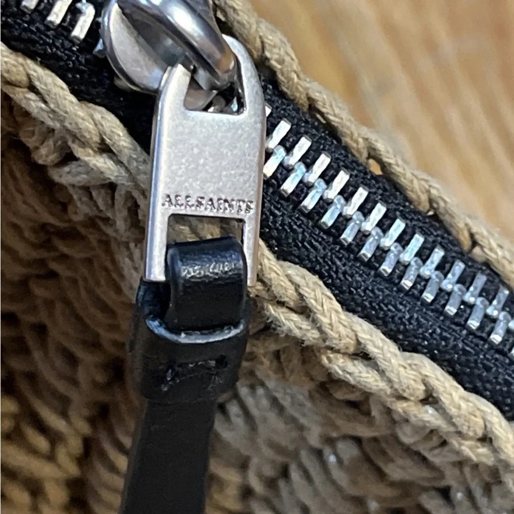 All Saints Half Moon Raffia Shoulder Crossbody Bag - Picture 6 of 9